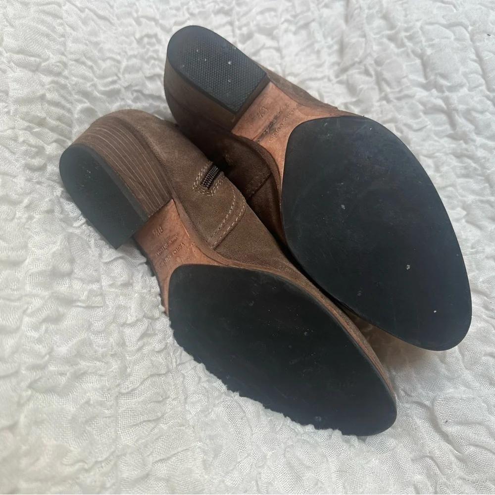 Aquatalia Fanny Bootie 8.5 Waterproof Suede Block Heel Ankle Boot
